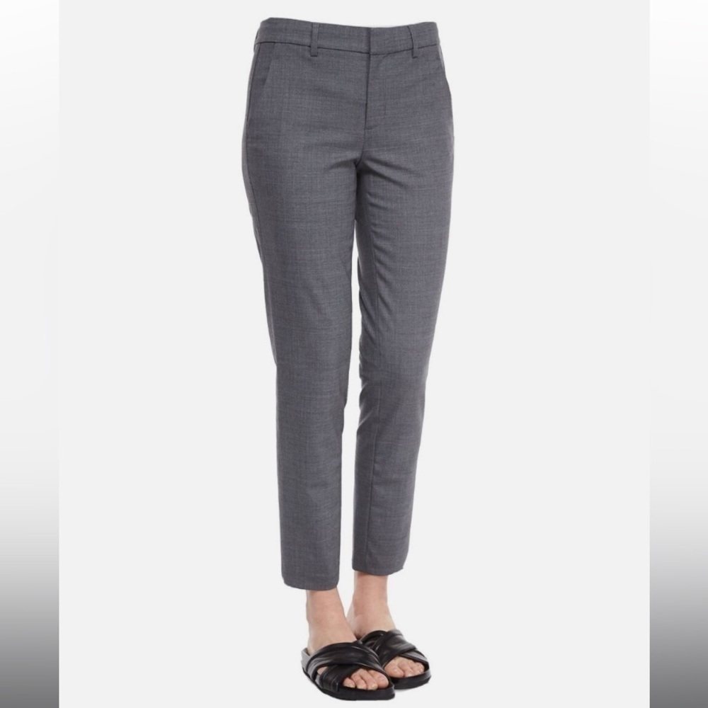 VINCE Side Strapping Wool Pants Trousers Heather Gray Easy Tapered Sz 6